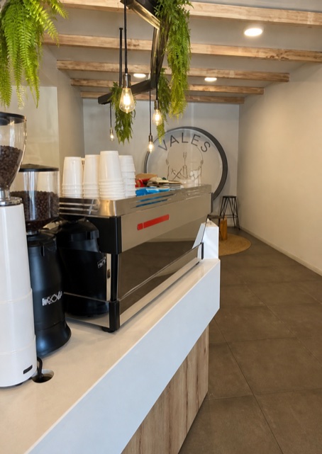 Espresso counter detail at Coffee Shop Vales